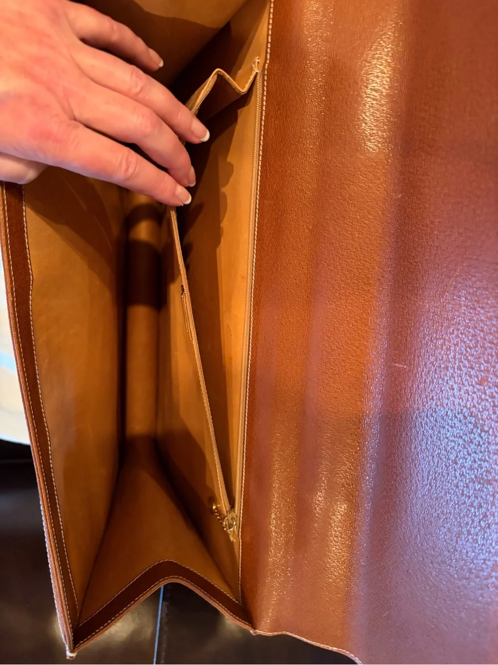 Vintage Gucci Tan and Cream Leather-Trim Briefcase